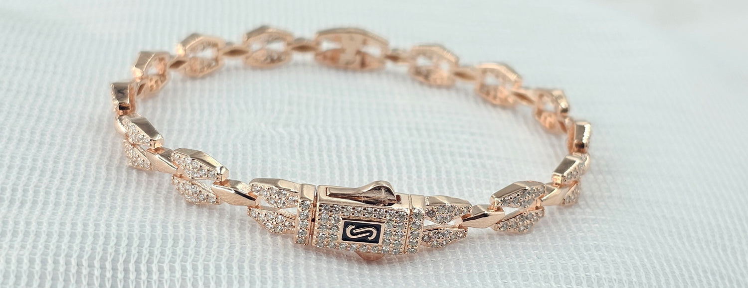 92.50 Silver Rose Gold Plated Bracelet 160