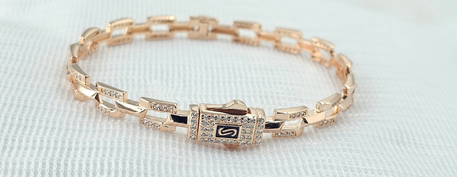92.50 Silver Rose Gold Plated Bracelet 163