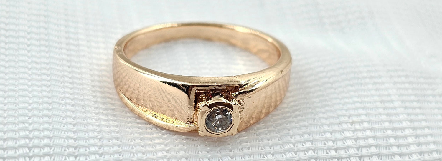 92.50 Silver Rose Gold Plated Gents Ring  56